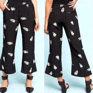 NWT CAPULET Zsa Zsa black white leaf print pants size large new with tags